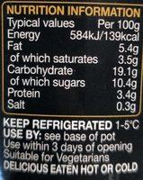 Rachel's Organic Divine Rice Traditional Nutrition Label