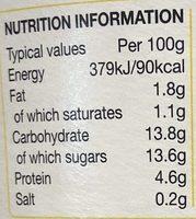 Rachel's Organic Bio Live Yogurt Nutrition Label