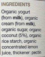 Rachel's Organic Greek Style Coconut Yogurt Ingredients