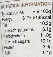 Rachel's Organic Greek Style Coconut Yogurt Nutrition Label