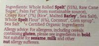 Amisa Organic Spelt Crunchy Ingredients