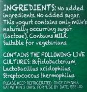 Yeo Valley Natural Yogurt 1Kg Ingredients