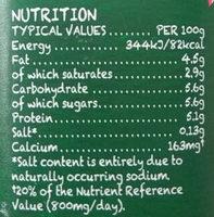 Yeo Valley Natural Yogurt 1Kg Nutrition Label