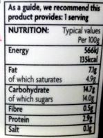 Black Cherry West Country Yogurt Nutrition Label