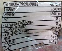 Vanilla Flavour Mallow Nutrition Label
