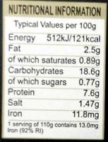 4 Traditional Black Pudding Slices Nutrition Label