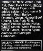 Traditional Bury Black Pudding Ingredients