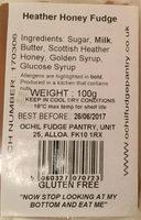 Heather Honey Fudge Ingredients