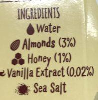 Pip & Nut Almond Milk, Honey & Vanilla Ingredients