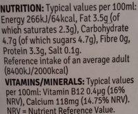 Dunnes Stores Whole Milk Nutrition Label