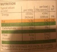 Organic Porridge Oats Nutrition Label
