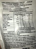 Serano Snackin' Good Dried Dates Ingredients