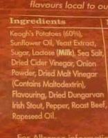 Roast Beef & Irish Stout Potato Crisps Ingredients