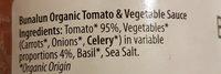 Bunalun Organic Tomato & Vegetable Sauce Gluten Free Ingredients