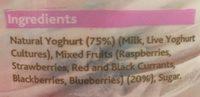 Summerberries Natural Live Yoghurt Ingredients