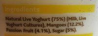 Mango & Passion Fruit & Natural Live Yoghurt Ingredients
