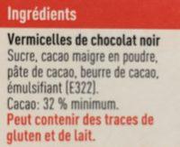Vermicelles Chocolat Noir Ingredients