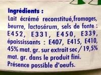 Fromage Fondu (19,5% MG) Ingredients