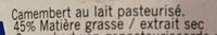 Camembert (21 % MG)  Ingredients