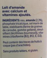Lait D'amande Non-sucr Ingredients