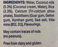 Lait De Coco + Riz Ingredients