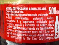 Coca Zro Sans Cafine Ingredients