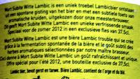 White Lambic - Et 2012 Ingredients
