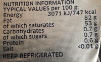 Lurpak Unsalted Butter Nutrition Label