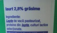 Covalact Iaurt 2,8% Grasime Ingredients