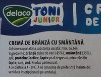 Delaco Toni Junior Crema De Branza Cu Smantana Ingredients