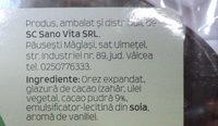 SanoVita Rondele Din Orez Expandat Cu Glazura De Cacao Ingredients