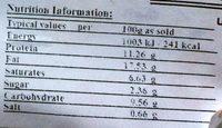 Sui Mai Dumpling (prawn) - 20 Pieces Nutrition Label