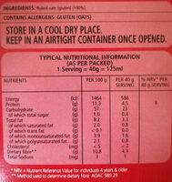 Traditional OATS Nutrition Label