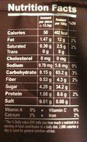 Chocodate Dark Nutrition Label
