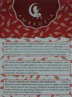 Ambrozia Crackers Vegani Cu Rosii Si Usturoi Ingredients