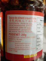 Piment  L'huile Chilli Laoganma Trois Pices Ingredients