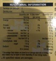 Freeze Dried Miso Nutrition Label