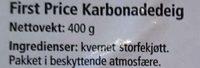 Karbonadedeig Ingredients