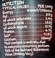 Organic Yogurt Strawberry Nutrition Label