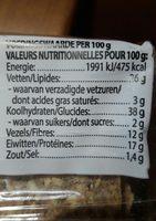 Pain D'avoine Ingredients