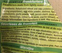 Saucisses De Francfort Vgtariennes, 300g Ingredients