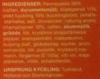 Coop Dagens Pasta Med Kyckling Ingredients