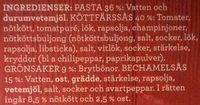 Findus Dagens Lasagnette Ingredients