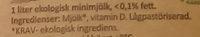 Arla Ko Ekologisk Minimjlk Ingredients