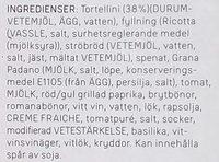 Dafgrds Tortellini Ingredients