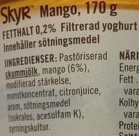Skyr Mango Ingredients