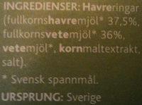 Frebaco Kvarn Svenska Havreringar Naturell Ingredients