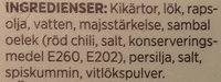 ICA Gott Liv Kikrtspastej Med Sambal Oelek Ingredients