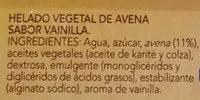 Helado Vegetal De Avena Sabor Vainilla Ingredients