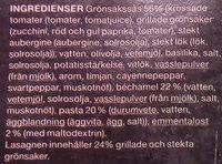 Garant Grnsakslasagne Ingredients